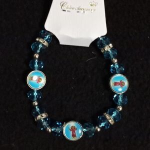 Chloe Accessory Blue & Silver beaded baby Jesus Bracelet